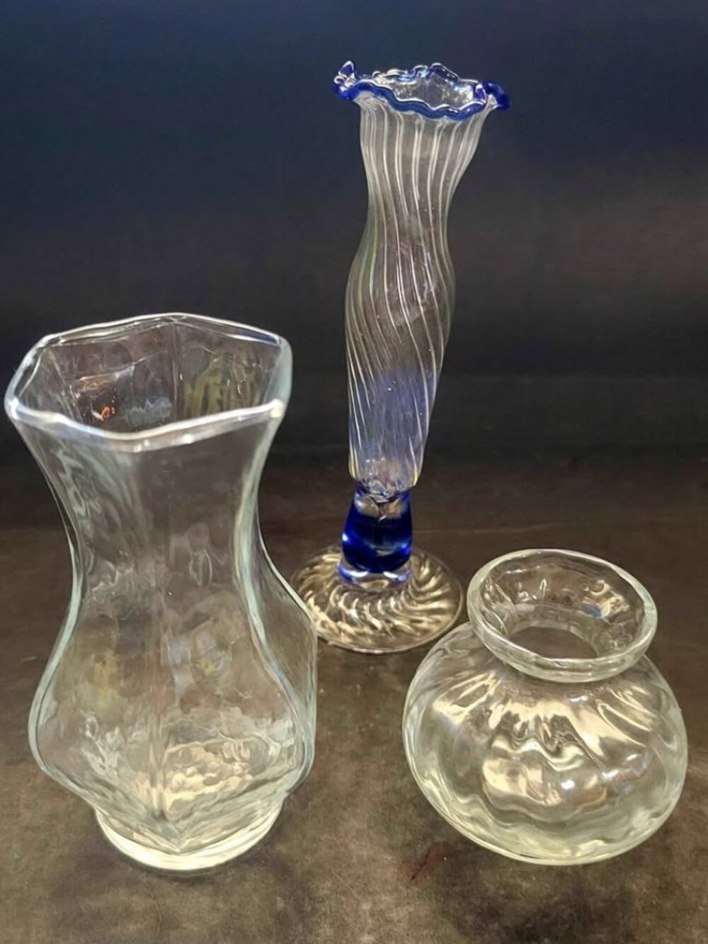 Set of Three Vintage Mini Bud Vases. Beautiful Glass Blown Trio